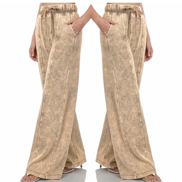 Zenana Outfitters Pants - WIDE LEG COOL ACID WASH PANTS